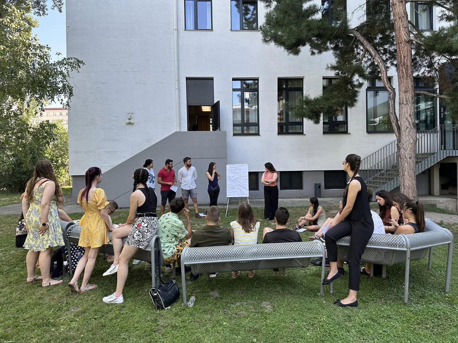 A session outdoors on the lawn in summer